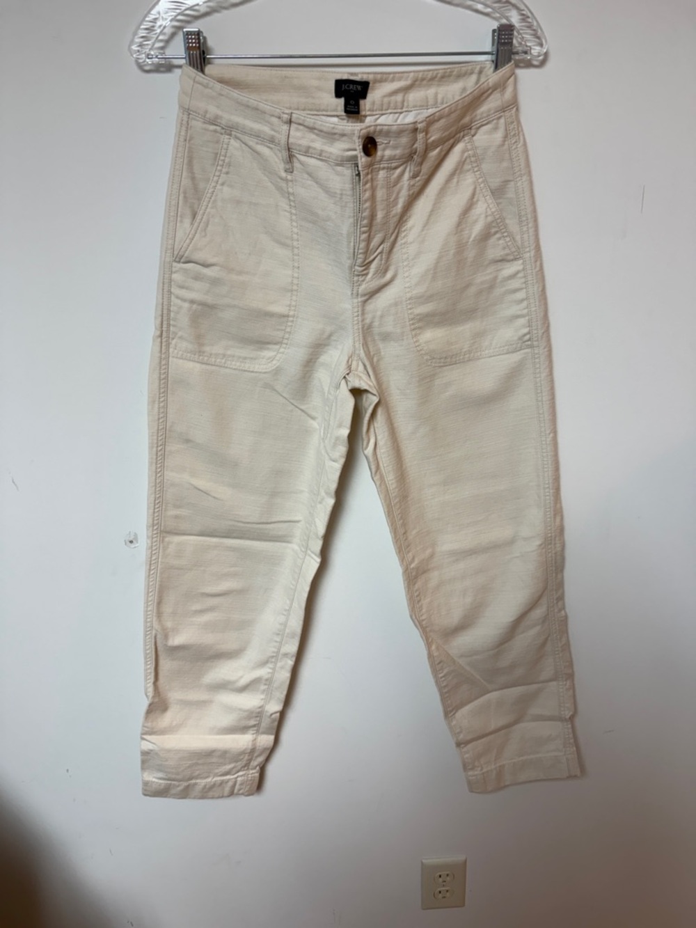 J. Crew Off-White Cropped Utility Pants